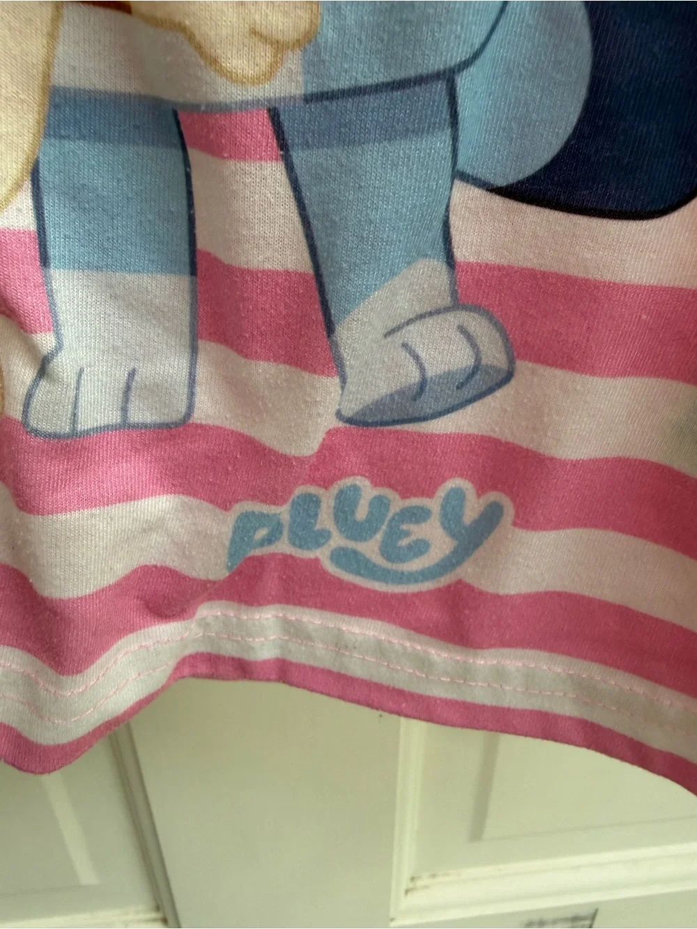Bluey Girls 5 Bluey & Bingo Pink Striped Long-Sleeve Kids Pajama Top Shirt